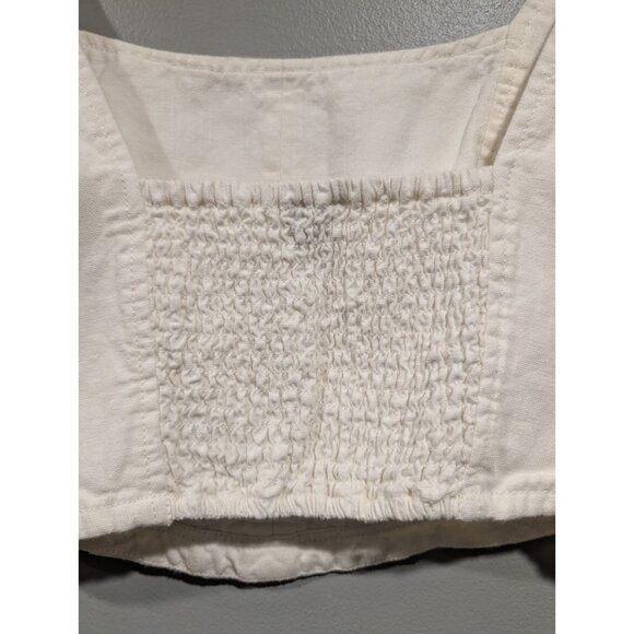 PILCRO Anthropologie Cream Corset Style Cotton/Linen Crop Top Smocked Back Sz S - Picture 14 of 16